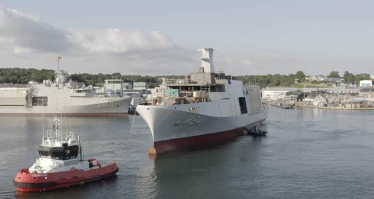 Launching of the Tournai, third mine countermeasure vessel of the Belgian-Dutch rMCM programme